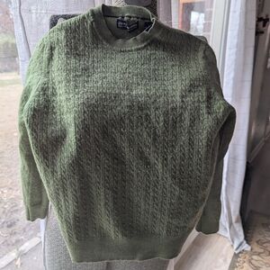 Kids Sweater, Soft Green Wool Crewneck